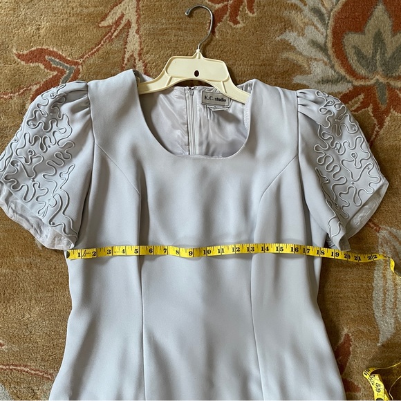 K.C. Studio Sheath Dress Gray Beaded sleeves Sz 12 - Picture 5 of 9